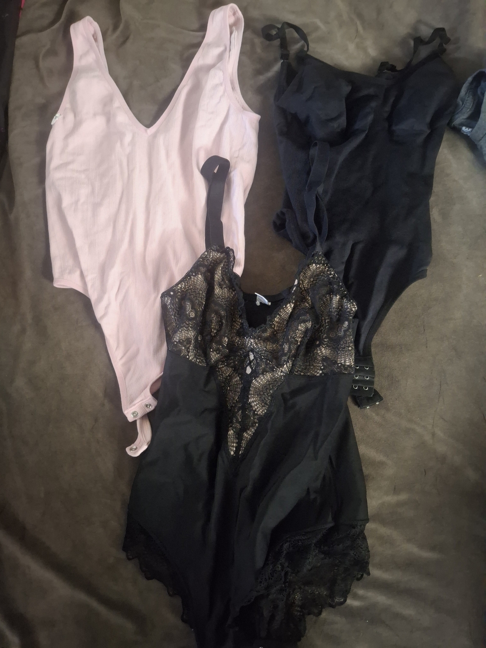 Women’s Pink and Black Lace-Trim Bodysuit Top Lot